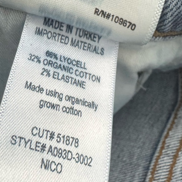 AGOLDE NICO HIGH RISE SLIM JEAN W RAW DISTRESSED HEM SIZE 27 MED BLUE WASH - Picture 11 of 15